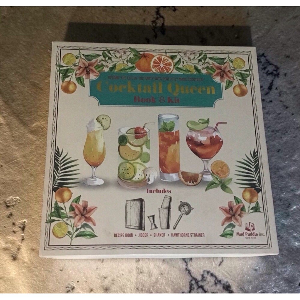 Cocktail Queen Book & Kit Mud Puddle Inc. Recipe Book Jigger Shaker Hawthorne